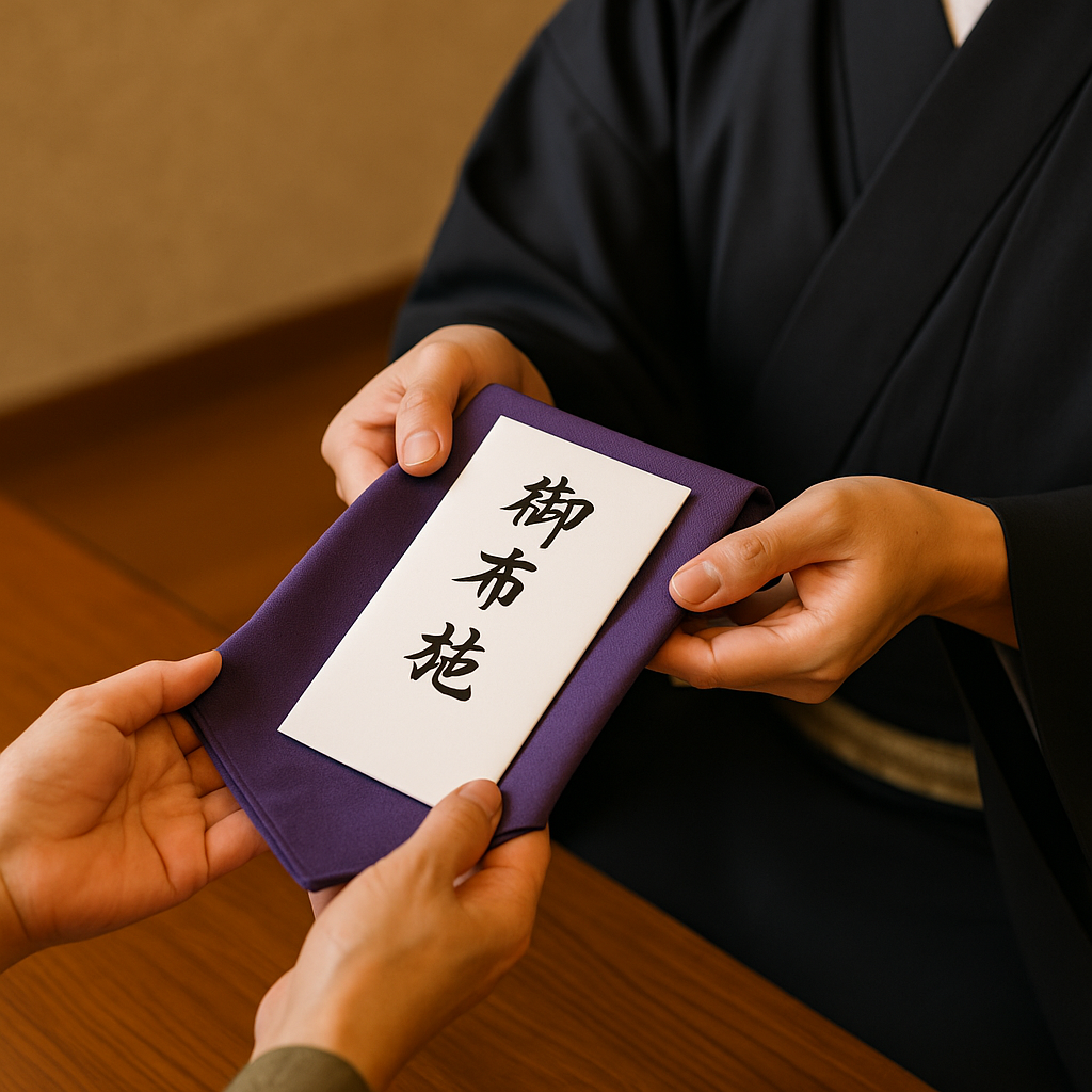 袱紗からのお布施の渡し方 見本